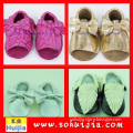 Zhejiang design export USA new arrival sweet color tassels sandals and bow smart kids shoes